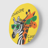 Cool Zebra Giraffe Cartoon Illustratie Grote Klok (Hoek)