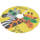 Cool Zebra Giraffe Cartoon Illustratie Kerstboom Rok (Gekanteld)
