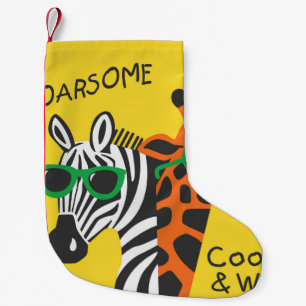 Cool Zebra Giraffe Cartoon Illustratie Kleine Kerstsok