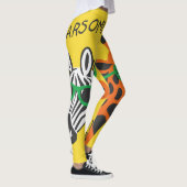 Cool Zebra Giraffe Cartoon Illustratie Leggings (Rechts)