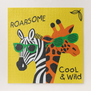 Cool Zebra Giraffe Cartoon Illustratie Legpuzzel