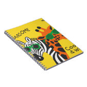 Cool Zebra Giraffe Cartoon Illustratie Notitieboek (Rechterzijde)