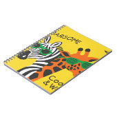 Cool Zebra Giraffe Cartoon Illustratie Notitieboek (Linkerzijde)