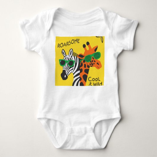 Cool Zebra Giraffe Cartoon Illustratie Romper (Voorkant)