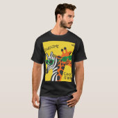Cool Zebra Giraffe Cartoon Illustratie T-shirt (Voorkant volledig)