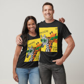 Cool Zebra Giraffe Cartoon Illustratie T-shirt (Unisex)