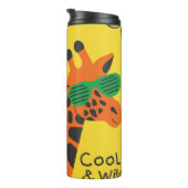 Cool Zebra Giraffe Cartoon Illustratie Thermosbeker (Geroteerd rechts)