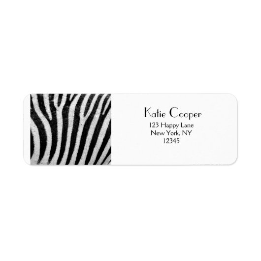 Cool Zebra Pattern Textuur Etiket (Voorkant)