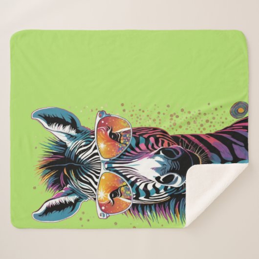 Cool Zebra Vibes Sherpa Deken (Voorkant (horizontaal))