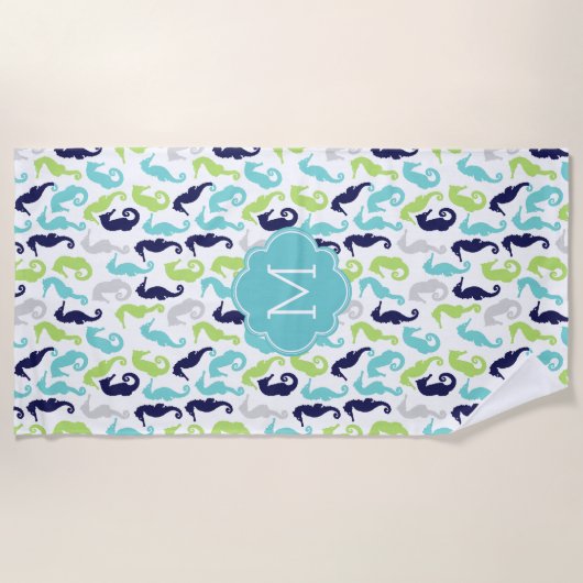Cool Zee Horse Pattern Monogramed Strandlaken (Voorkant)