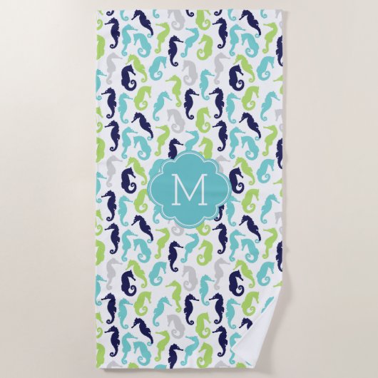 Cool Zee Horse Pattern Monogramed Strandlaken (Voorkant)