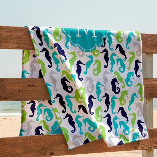 Cool Zee Horse Pattern Monogramed Strandlaken