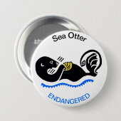 Cool Zee OTTER - Bedreigde dierenkaart Ronde Button 7,6 Cm (Voorkant /achterkant)