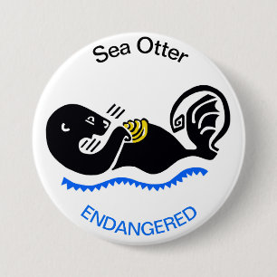 Cool Zee OTTER - Bedreigde dierenkaart Ronde Button 7,6 Cm