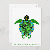 Cool Zee SCHILDPAD - Bedreigde dieren grafiek Feestdagenkaart (Voorkant / Achterkant)