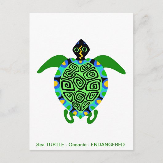 Cool Zee SCHILDPAD - Bedreigde dieren grafiek Feestdagenkaart (Voorkant)