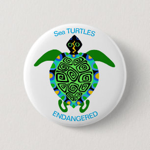 Cool Zee SCHILDPADDEN - Bedreigde dierenkaart - Ronde Button 5,7 Cm