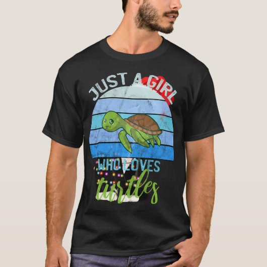 Cool Zee Turtle Lover Gift Gewoon een meisje die v T-shirt (Voorkant)