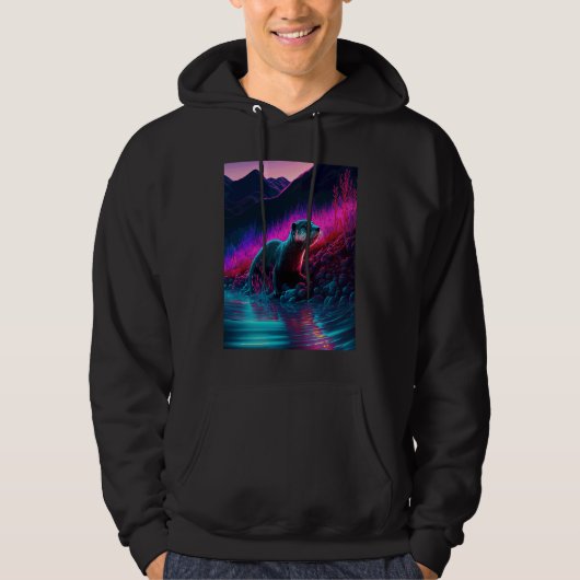 Cool Zeeotter Synthwave Zwervende Otter  1 Hoodie (Voorkant)