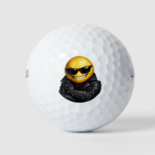 Cool Zelfverzekerde Emoji Leren Jas Golfballen (Voorkant)