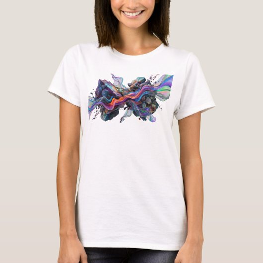 Cool Zilver ABSTRACTE KUNST Modeprint v2 T-shirt (Voorkant)