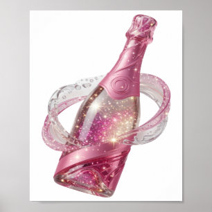 Cool Zilver CHAMPAGNE GLAMOUR Artistiek Motief Poster