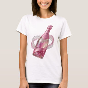 Cool Zilver CHAMPAGNE GLAMOUR Artistiek Motief T-shirt