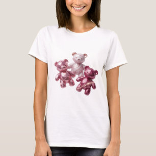 Cool Zilver DRIE ROZE TETTERBEERTJES Modern Design T-shirt
