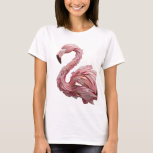 Cool Zilver FLAMINGO Artistiek Motief T-shirt
