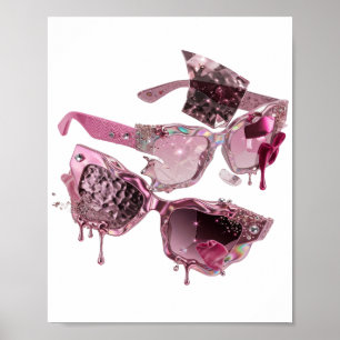 Cool Zilver GEBROKEN GLAS ZONNEBRIL Stout Design Poster