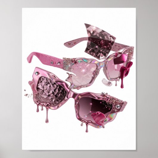 Cool Zilver GEBROKEN GLAS ZONNEBRIL Stout Design Poster (Voorkant)