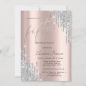 Cool Zilver Glitter Drips 50th Verjaardag Kaart (Voorkant)