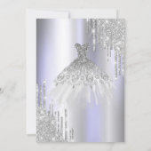 Cool Zilver Glitter Drips, Jurk Violet Sweet 16 Kaart (Achterkant)