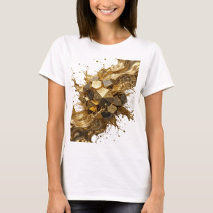 Cool Zilver GOUDEN SPATTEN EN METALEN KUBUS T-shirt