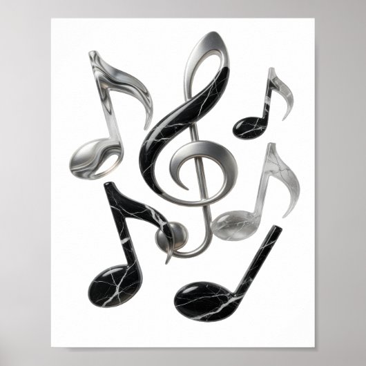 Cool Zilver MUSIC IN MOTION Tekst Ontwerp Poster (Voorkant)
