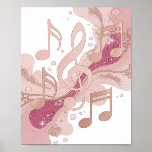 Cool Zilver MUZIEK IN DE LUCHT Modern ontwerp Poster