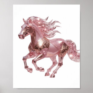 Cool Zilver ROZE GLAS PAARD Slogan Design Poster