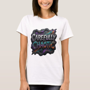 Cool Zilver VOORZICHTIG CHAOTISCH Artistiek Motief T-shirt