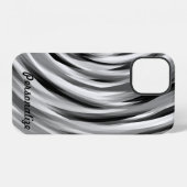 Cool Zilver Zwart Gestreepte Patroon iPhone Hoesje (Achterkant horizontaal)