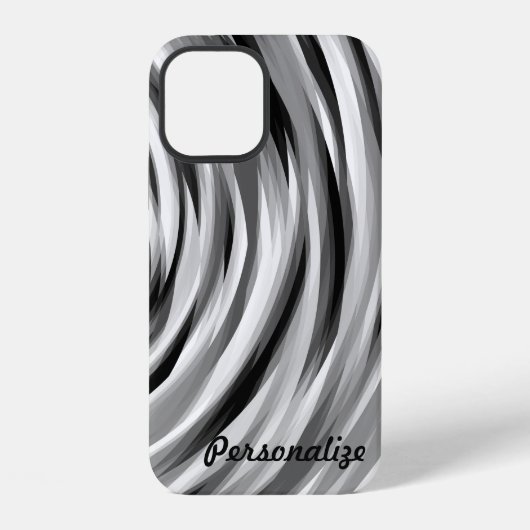 Cool Zilver Zwart Gestreepte Patroon iPhone Hoesje (Achterkant)