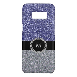 Cool Zilveren blauwe glitter diamant monogram Case-Mate Samsung Galaxy S8 Hoesje