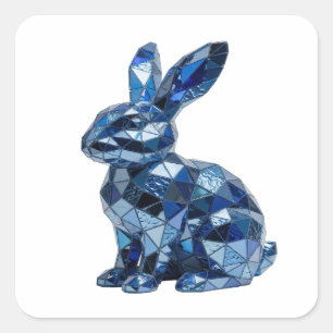 Cool Zilveren BLAUWE KONIJN Sticker Grafisch
