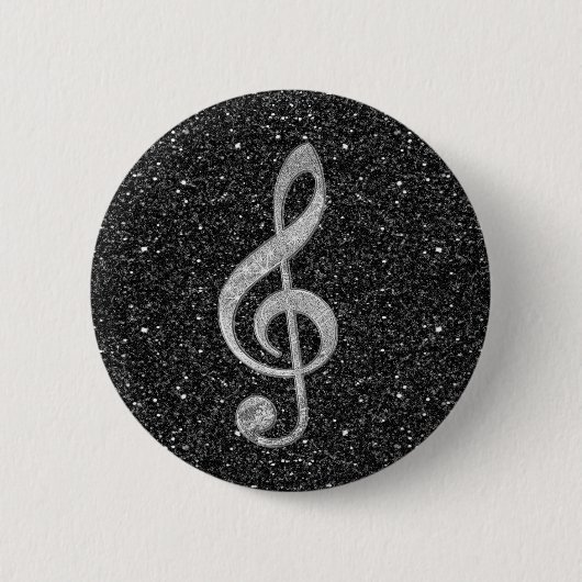 Cool zilveren glitter-schuurbedekking verdrievouwb ronde button 5,7 cm (Voorkant)