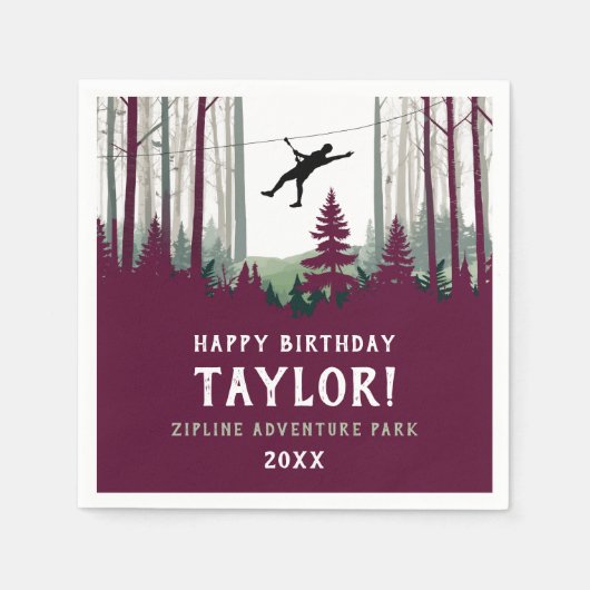 Cool Zipline Forest Bourgondië Outdoor groen Servet (Voorkant)