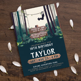 Cool Zipline Forest Verjaardag Outdoor Avontuur Kaart