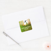 Cool Zipline Outdoor Groen Bos Avontuur Vierkante Sticker (Envelop)