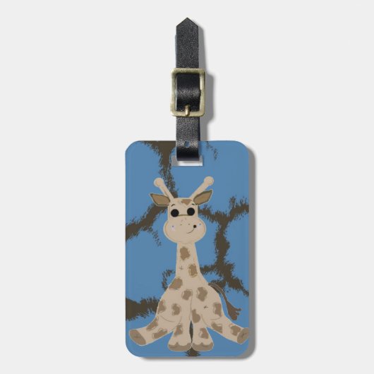 Cool zittende giraffe bagagelabel (Voorkant verticaal)
