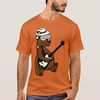 Cool zittende grizzly bruine beer die gitaar leuk  t-shirt