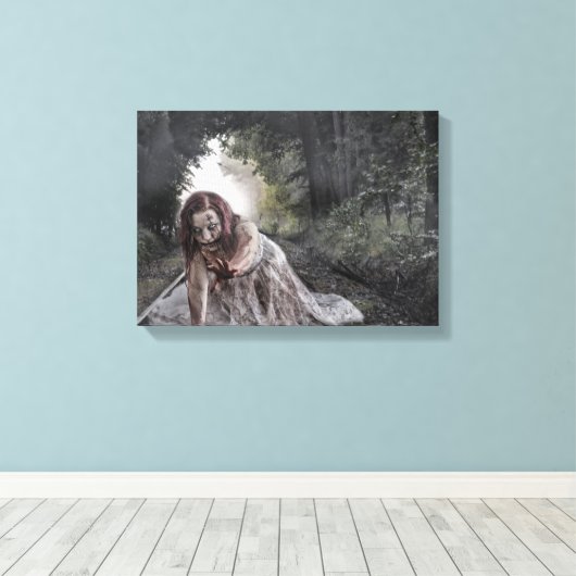 Cool Zombie Girl Canvas Afdruk (Insitu (Houten vloer))