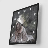 Cool Zombie Girl Vierkante Klok (Hoek)